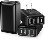 USB C Wall Charger 40W, Excgood 4Port USB Charging Block Flat Foladable Wall by Excgood