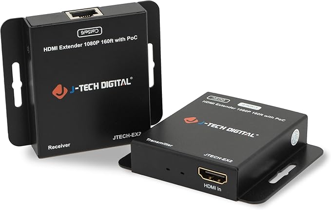 J-Tech Digital HDMI Extender Over Single Ethernet Cat5e/6/7 1080P Up to 1080P by J-TechDigital