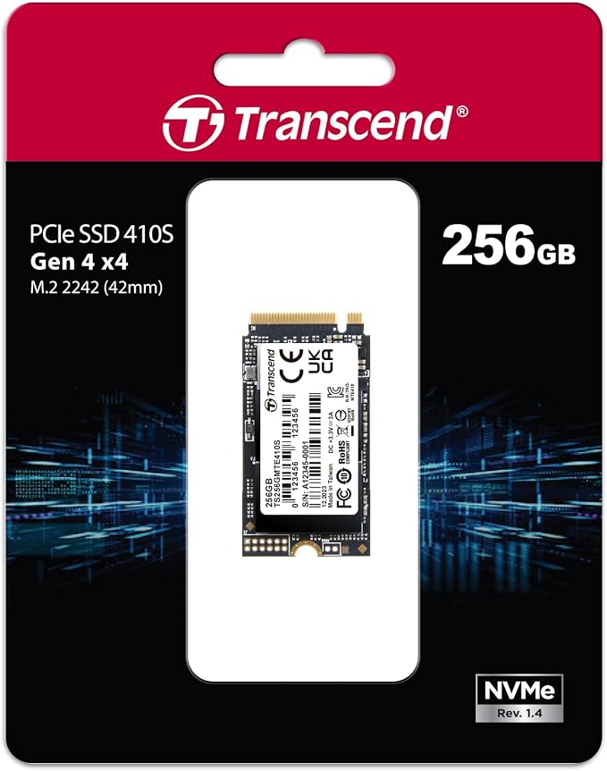 Transcend 256GB M.2 2242 SSD, PCIe Gen4x4 NVMe 3D TLC, - Image 2
