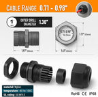 MGI SpeedWare 1" NPT Strain Relief Nylon Cord Grip Cable Glands - Image 6