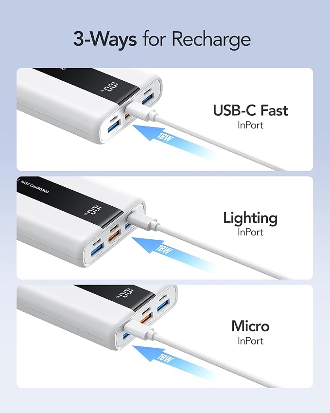 VRURC Portable Charger, 20000mAh Mini Power Bank, 22.5W Fast Charging Battery - Image 8