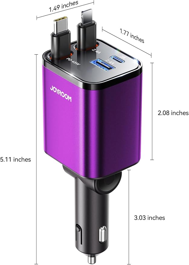 Retractable Car Charger USB C 84W Car Accessories Adapter - Image 6