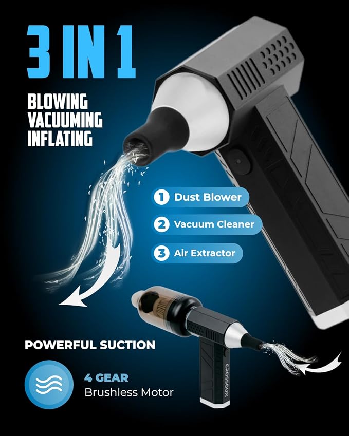 Owleys Portable Car Vacuum Cleaner “CrossClean 2-in-1 Vacuum & Air Blower | - Image 3