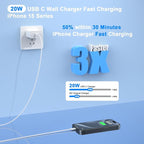 Matsusho iPhone 16 15 Charger Fast Charging 10 FT, 2 Pack 20W USB C Wall - Image 2