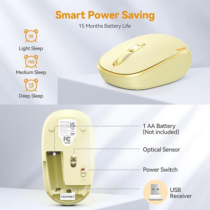 TECKNET Wireless Mouse, 2.4G Quiet Computer Mouse - Image 6