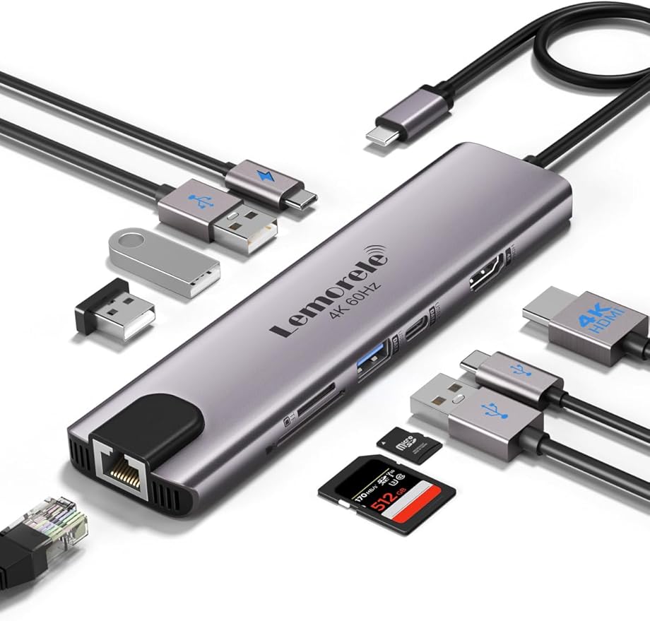 Lemorele USB C Hub Multiport Adapter 10-in-1 by Lemorele