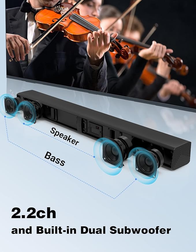 2 in 1 Separable Sound Bar for Smart TV, 2.2 Channel 32Inch Bluetooth 5.0 TV - Image 3