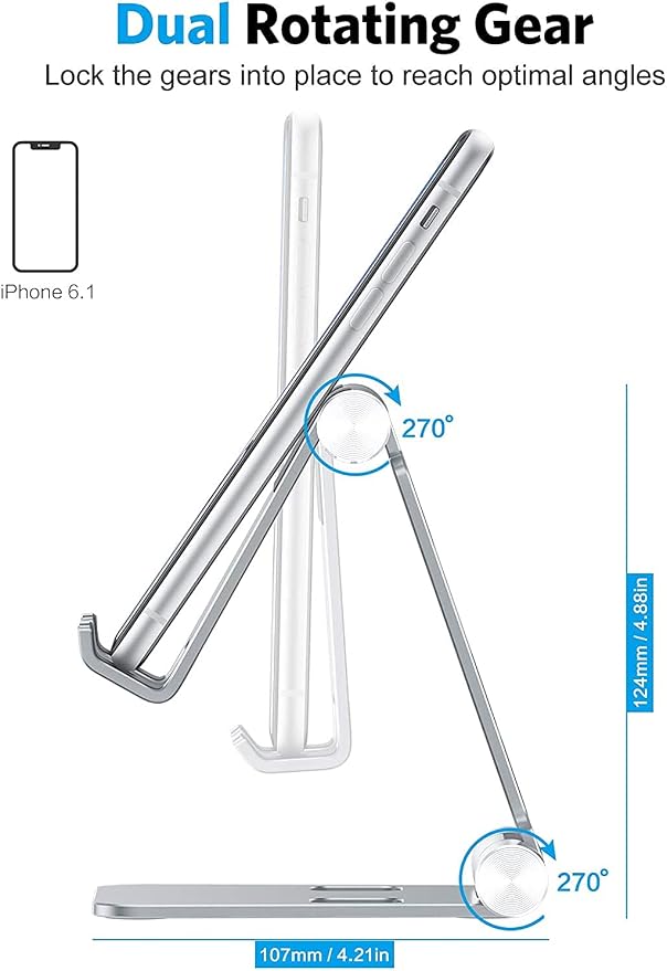 OMOTON Foldable Cell Phone Stand, C4 Portable Aluminum Phone Holder, Adjustable - Image 8