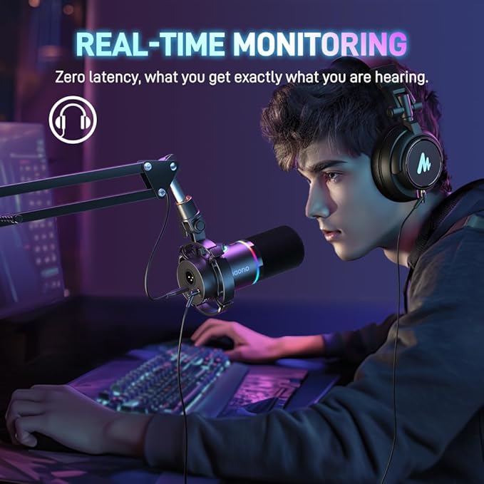 MAONO XLR/USB Dynamic Microphone, RGB Gaming Mic - Image 7