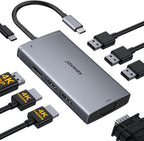 ABIWAZY USB C Docking Station Dual Monitor Adapter by ABIWAZY