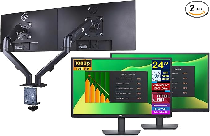 Dell 24" FHD VA 60Hz Flicker Free Monitor, Anti-Glare Display, 1 x DisplayPort by Dell
