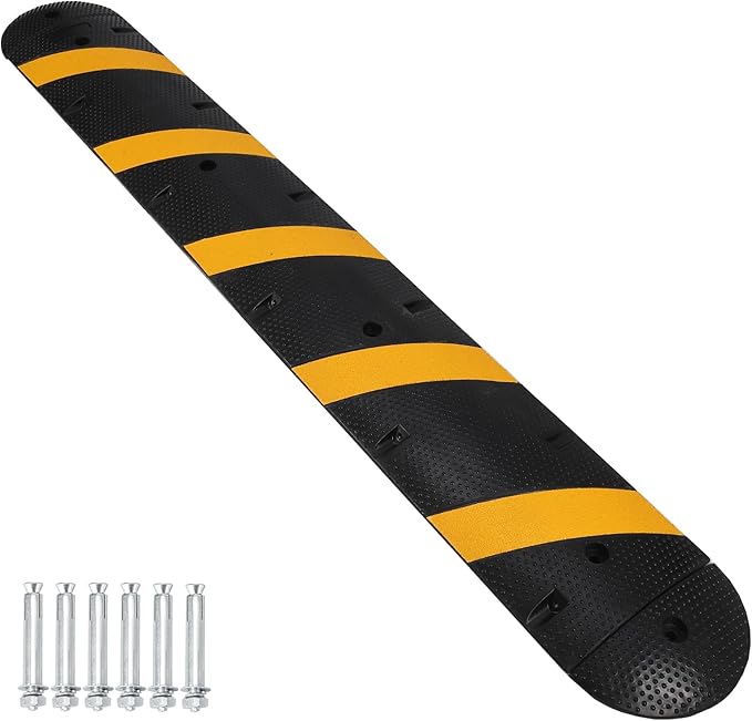 Heavy Duty Speed Bumps for Driveway, 1 Pack 2 Channel Modular Traffic Speed by TROPOW