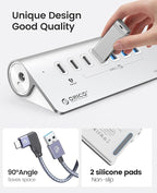 ORICO 7 Port USB Hub 10Gbps, Aluminum USB 3.2 Gen 2 Hub, 6 USB 3.2 Data Ports - Image 3