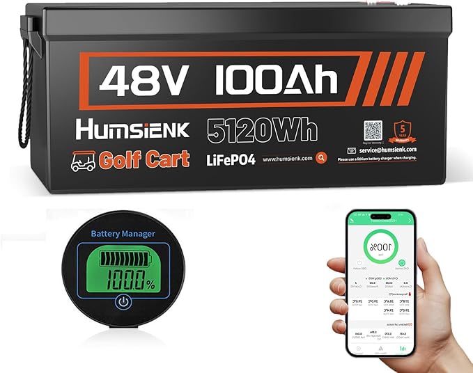 48V 100Ah Golf Cart LiFePO4 Lithium Battery by HumsiENK