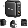 MINIX NEO P3 100W Turbo 4-Port GaN Wall Charger, 3 x USB C port Fast Charging by MINIX