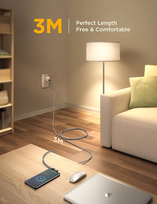 AINOPE 10 ft USB C Cable 2-Pack, 3.1A C Chargers Fast Charging 10 Foot - Image 6