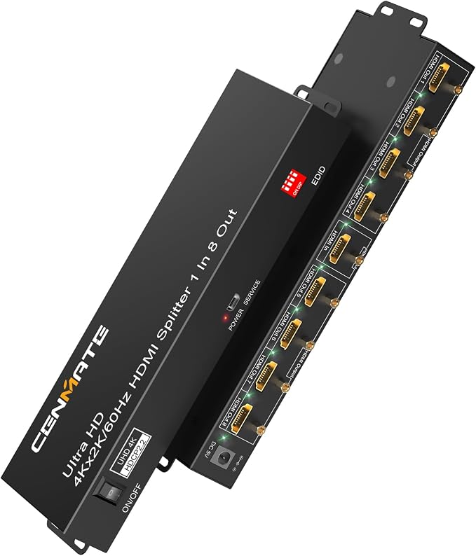 HDMI Splitter 1 in 8 Out, 8 Port HDMI Splitter Support 4K@60Hz 4:4:4 8-bit by Cenmate