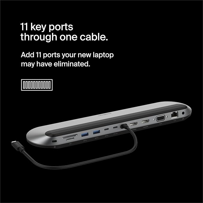 Belkin Connect 11-in-1 Universal USB-C Pro Dock w/ 3-Monitor Support, Silicon - Image 2