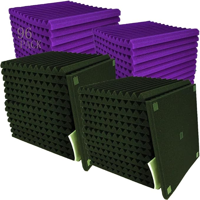 96 Pack Black/purple 12 "X 12 "X1" Acoustic Panels Studio Soundproofing Foam by HPKL9999
