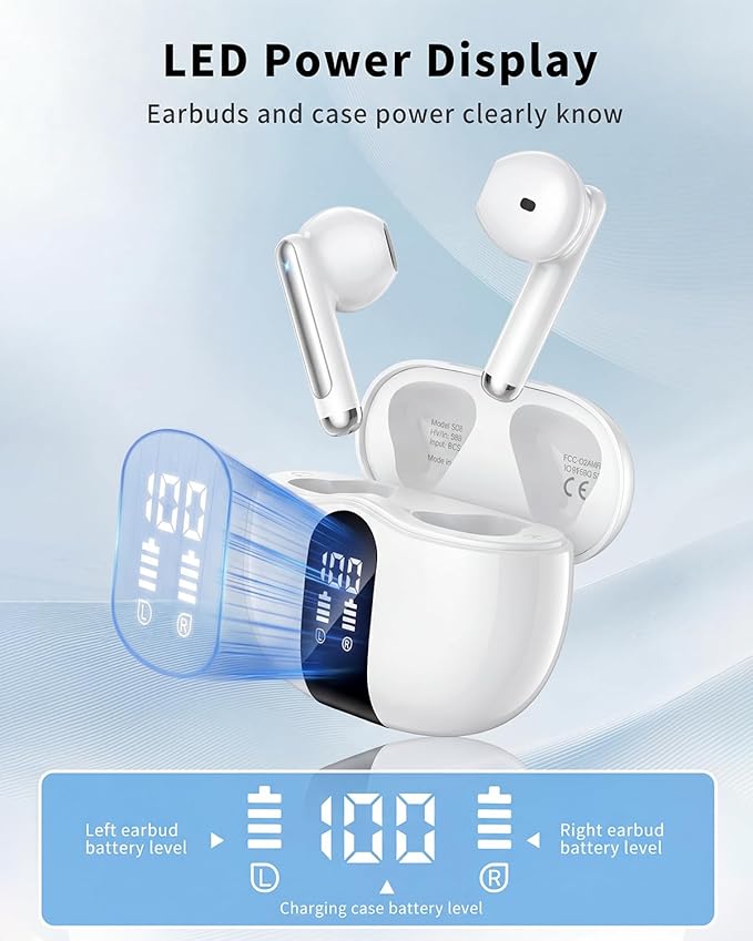 Wireless Earbuds, 2026 Bluetooth 5.4 Headphones Bass Stereo Ear Buds - Image 2