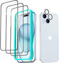 ESR 3+1 Pack for iPhone 15 Plus Screen Protector, 3 Black Edge Tempered-Glass by ESR