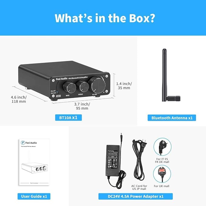 Fosi Audio BT10A Bluetooth 5.0 Stereo Audio Amplifier Receiver 2 Channel Class - Image 7
