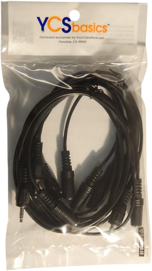 Five Pack of YCS Basics 3 Foot 3.5mm Headphone Extension Cables Male/Female - Image 2