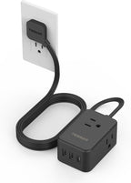 Flat Black Extension Cord, TESSAN Ultra Thin Power Strip by TESSAN