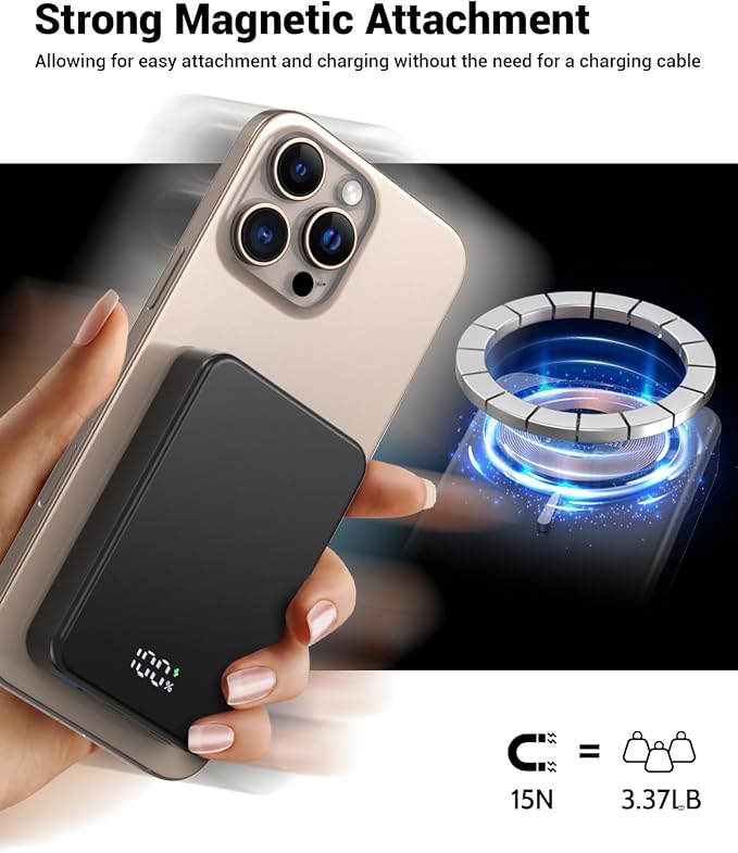 Magnetic Power Bank 26800mAh for Magsafe Portable Charger, Aluminum alloy - Image 4