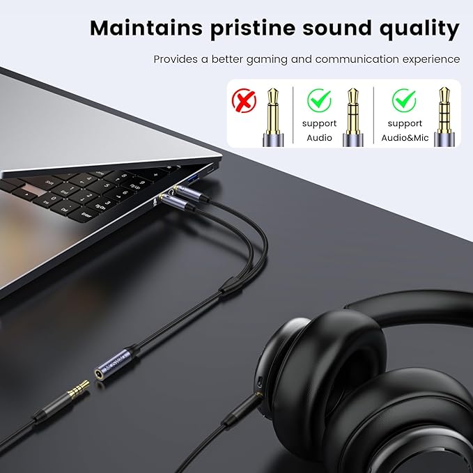 MOSWAG Headphone Splitter for Computer, 3.5mm Female to Dual 3.5mm Male Cable - Image 4
