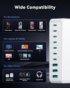 480W USB C Charger Block, Rocoren 10-Ports USB C Charging Station - Image 6