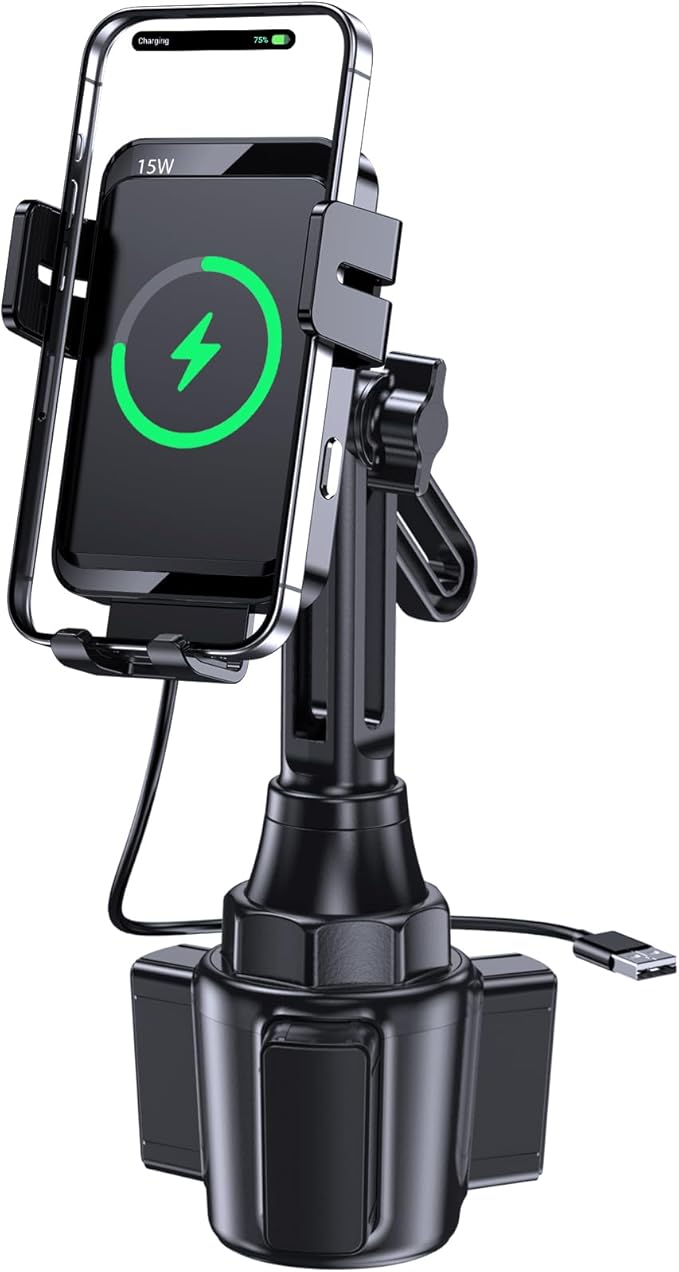 Wireless Car Charger, MOKPR 15W/10W/7.5W Cup Holder Phone Mount, Auto Clamping by MOKPR