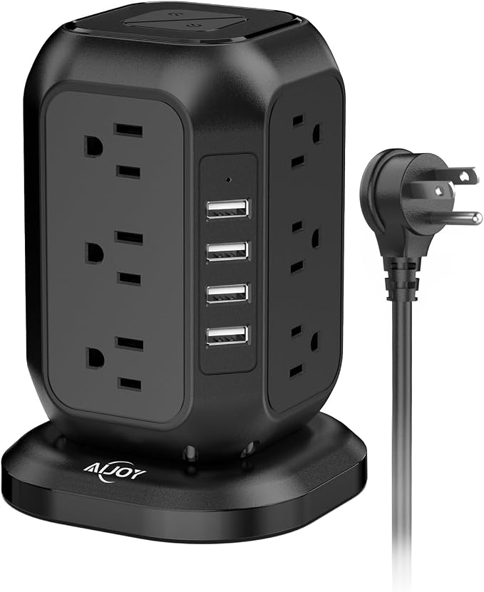 Power Strip Tower with USB Ports-AiJoy Surge Protector with 12 AC Outlet and 4 by AiJoy
