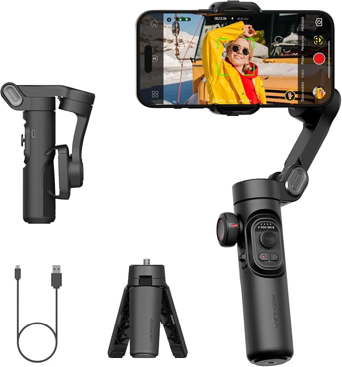 Gimbal Stabilizer for Smartphone, iPhone Gimbal w/Focus Wheel Face/Object by AOCHUAN
