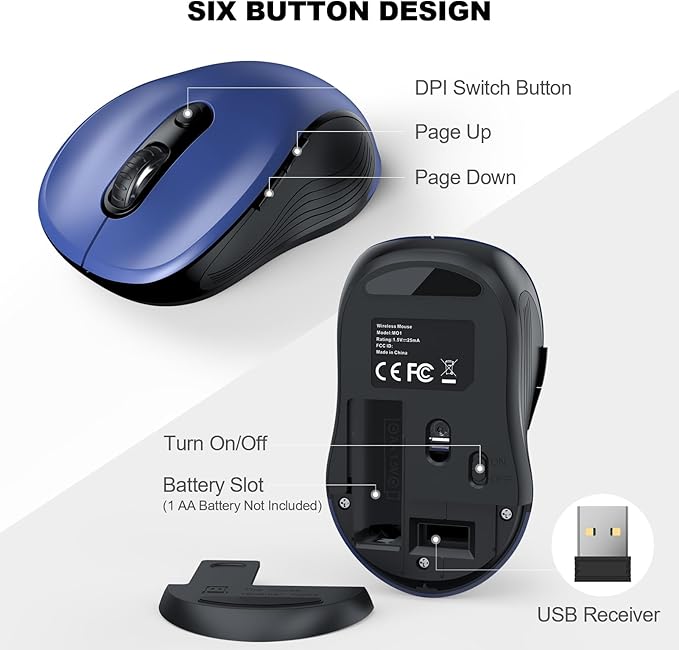 WisFox 2.4G Wireless Mouse for Laptop, Ergonomic Computer Mouse - Image 5