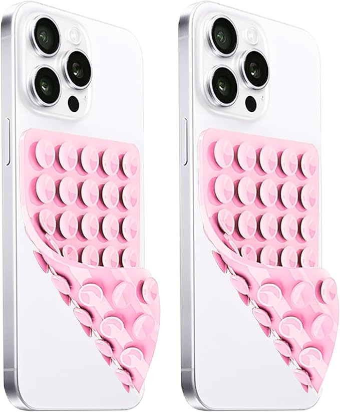 2 Pack Silicone Suction Cup Phone Case Mount Double Sided, Hands-Free Strong by LvShuLiangPin