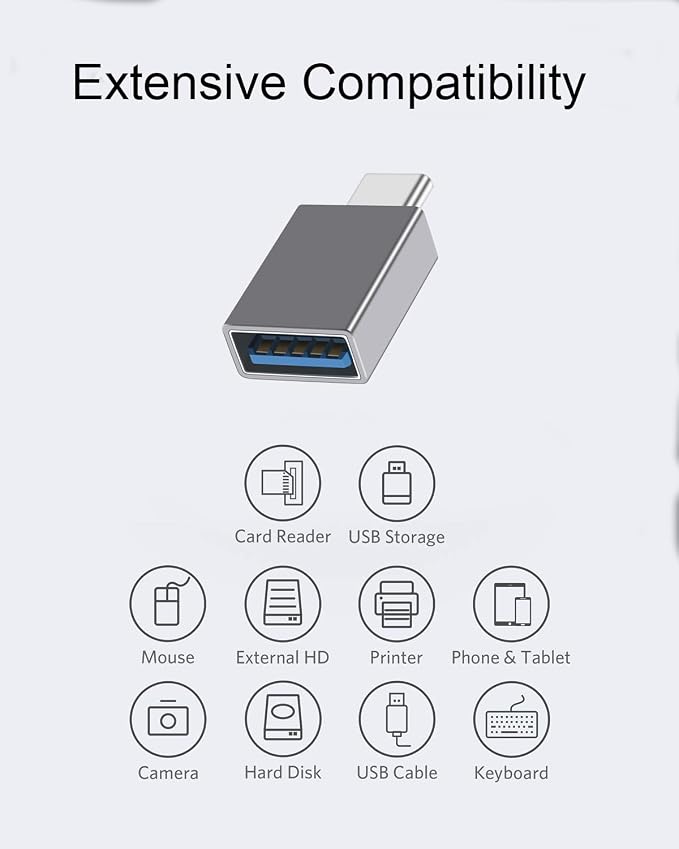 USB C Male to USB A Female Adapter, USB 3.2 GEN2 10Gbps High-Speed Data PD 60W - Image 3
