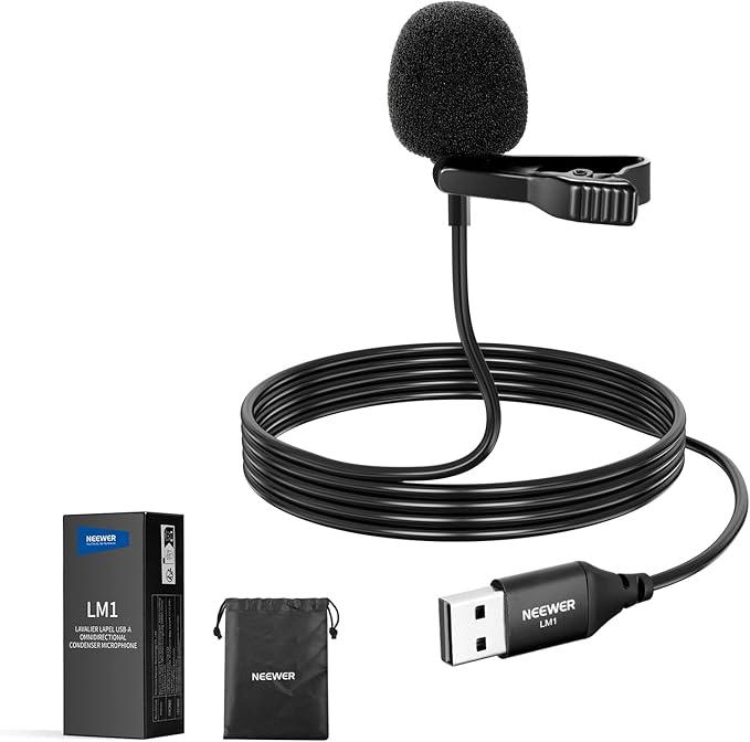 NEEWER USB A Lapel Microphone, Plug & Play Mini Omnidirectional Clip On by Neewer