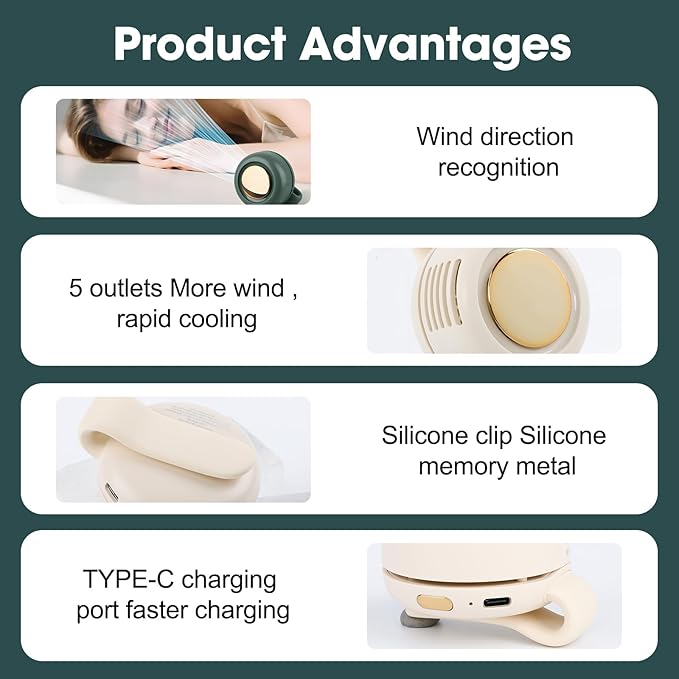Small Clip Fan, Personal Waist Fans, Portable Silent Mini Bladeless Fan Clip On - Image 4
