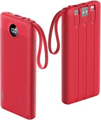 VRURC Portable Charger, 10000mAh Power Bank Built in Cables by Home