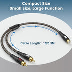 EMK RCA Splitter 2 Male to Female Extension Cable Dual Shielding Gold Plated - Image 7