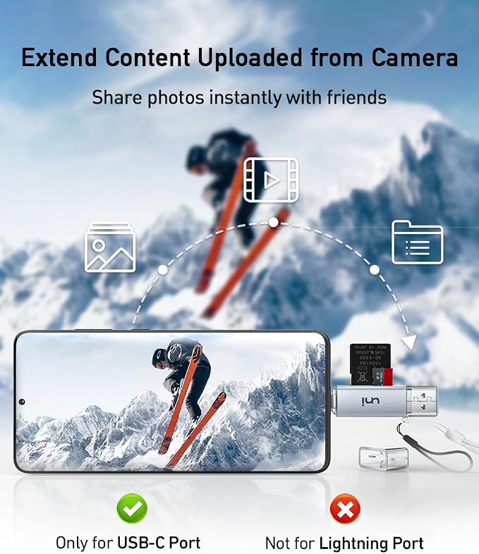 SD Card Reader, uni High-Speed USB C to Micro SD Card Adapter USB 3.0 Dual Slots - Image 4