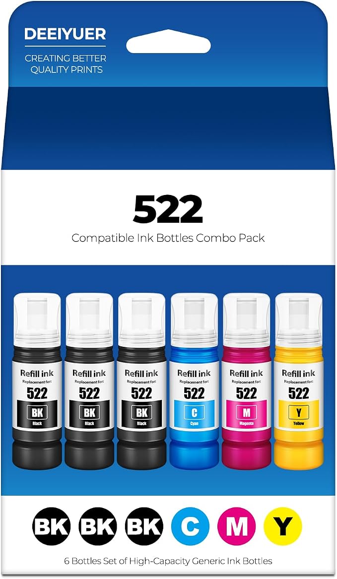 522 Ink Refill Bottles ET-2800 ET-4800 ET-2400 ET-2803 Replacement by DEEIYUERRefilllInkBottle