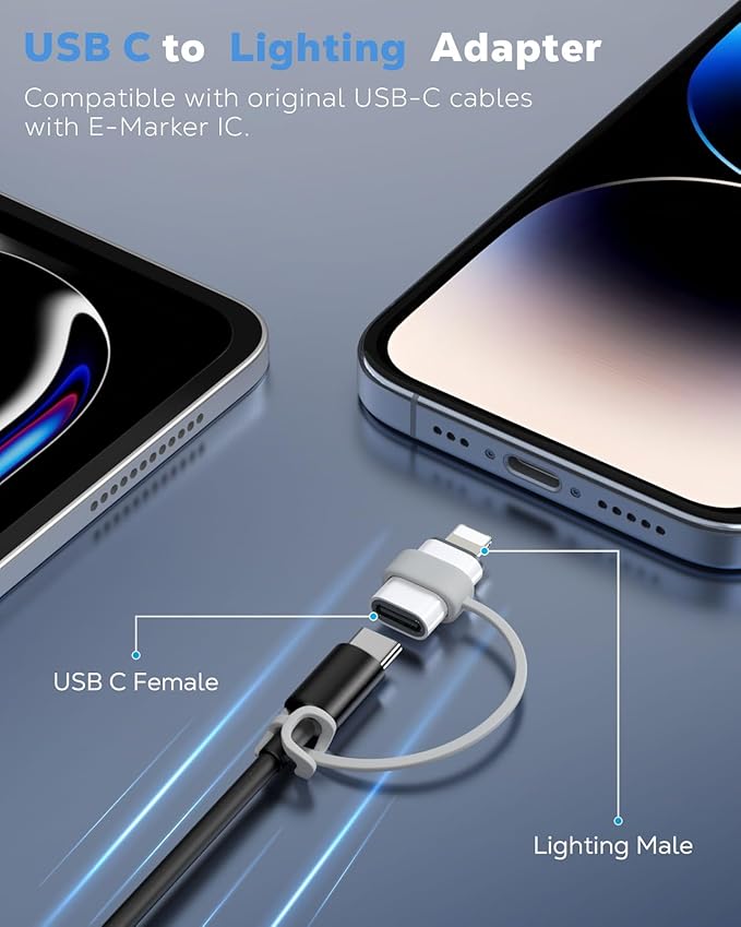 MoKo USB C to Lightning Adapter 4 Pack, Not - Image 2