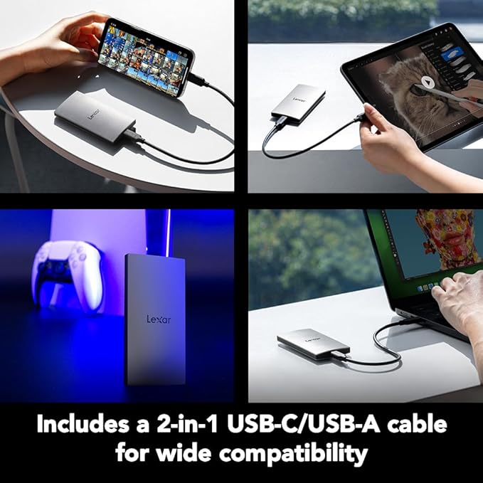 Lexar 2TB ES3 External SSD, Storage Expansion, Compatible w/USB-C Smartphones - Image 6