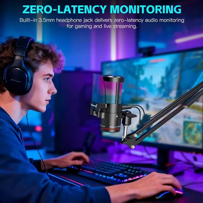 ZealSound Gaming Microphone for PC/Mac/iPhone/Phone – 192kHz/24-bit Podcast Mic - Image 6