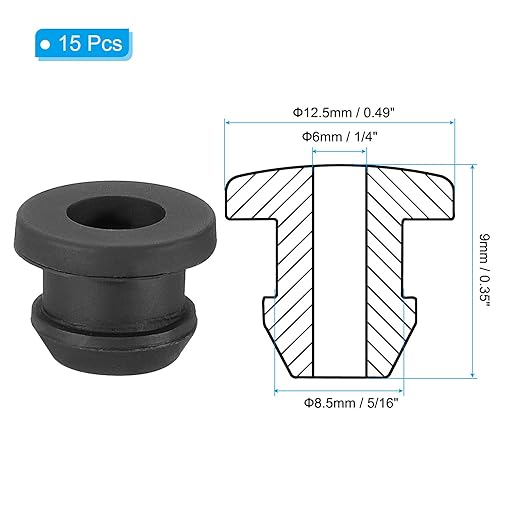 PATIKIL 8.5mm / 5/16 Inch Drill Hole, 1/4 Inch ID Rubber Grommets - Image 2