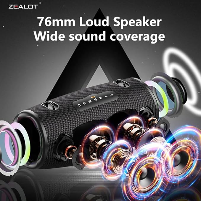 ZEALOT 80W Portable Bluetooth Speaker, Stereo Sound - Image 5