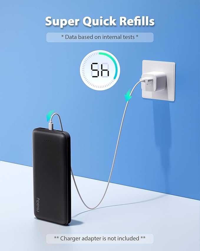 Miady 2-Pack 10000mAh Dual USB Portable Charger, Type-C Charging Power Bank - Image 7