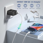USB Charger Block, OKRAY 2-Pack 18W 3.0 Quick Charge Power Adapter Type A Box - Image 4